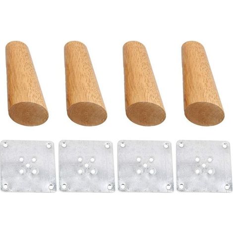 Set mit 4 abgewinkelten Möbelbeinen aus Massivholz, 20 cm, Ersatzbeine mit Montageplatte und Schrauben für Sofa, Fernseher, Bett, Esstisch