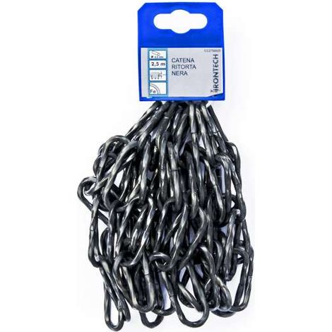 Catena ritorta pretagliata Ø 4 mm. in acciaio nero 2,5 mt.