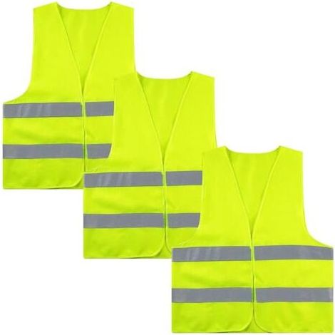 3 pièce Gilet De Sécurité Haute Visibilité Avec Bandes Réfléchissantes Gilet Réfléchissant Pour Courir Ou Faire Du Vélo Gilet Réfléchissant Gilet Réfléchissant De Voiture (Couleur vert fluorescent) (1/5)