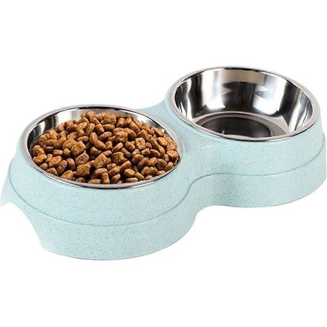 Gamelles doubles pour chiens et chats - Gamelles surélevées en acier inoxydable pour nourriture et eau, idéales pour les chiots (1/4)