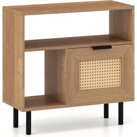 Mesa auxiliar de ratán natural 60 x 25,5 x 59 cm multifuncional diseño escandinavo ratán PE metal 200018795