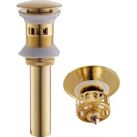 Bonde de lavabo, Petit Drain De Rebond, Drain Rabattable, Nickel Antique Noir Or Brossé (1/5)