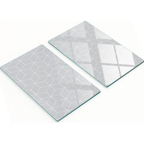 Tableros de vidrio duraderos y elegantes con dise帽o geom茅trico de 2x30x52 cm.