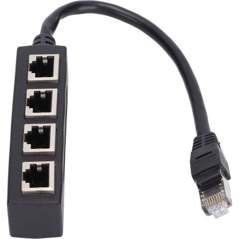 Adaptateur Répartiteur RJ45, Répartiteur Ethernet 1 à 4 Adaptateur Réseau Répartiteur LAN Cat 7 Câble Adaptateur de Connecteur de Prise Ethernet (1/5)