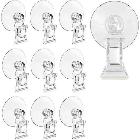 Filiyano-10 ventouses transparentes pour fenêtres de salle de bain, ventouses en verre avec pince pour la publicité (C) (1/4)
