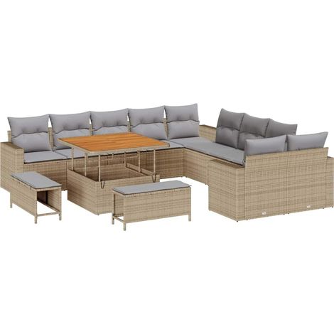 Maison Exclusive - Gartensofa-set 13 pcs Beige Poly-Rattan