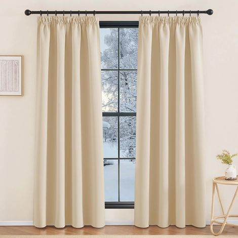 2 Pièces Rideau, Galon Fronceur, Isolation Thermique, Polyester, Pour Salon Chambre Bureau