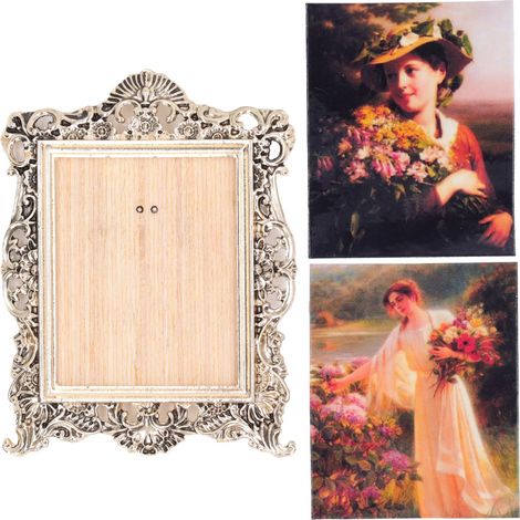 Cadre Photo Miniature 1:12 Vintage Européen Grand pour Maison de Poupées Accessoires (1/5)