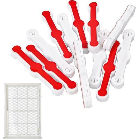 12 magnetic window screens, self-adhesive, no drilling needed, universal magnets, fit all window types.
