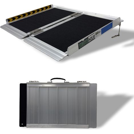 TRUTZHOLM Rollstuhlrampe klappbar 91 cm Traglast 272 kg Alu grau schwarz beschichtet Auffahrrampe (1/5)