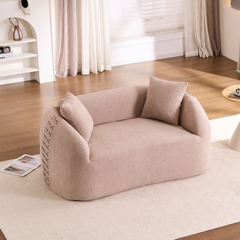 Canapé modulable moderne 2 places incurvé, compressé sous vide – avec détails lacés sur les accoudoirs, dimensions compactes, idéal pour les petits logements et appartements, aucun montage requis – Be (1/5)