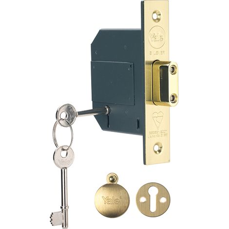Yale P-M562-PB-80 Standard Britannica Mortise Lock with 5 Levers, High Security, Visible Pack, Suitable for Exterior Doors, Brass Finish, 3 Inch (76 mm) (1/2)