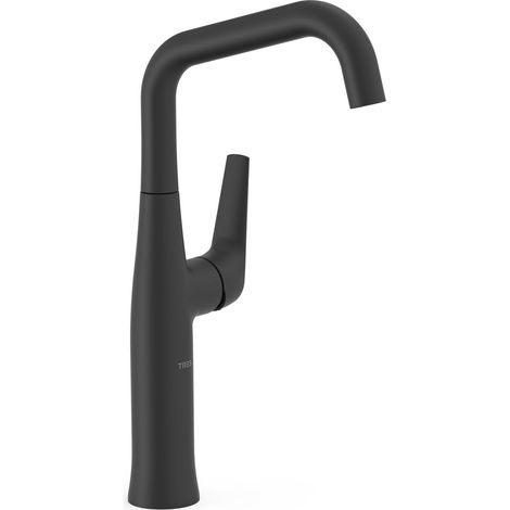 TRES 28164701NM FUJI Grifo Monomando Alto con Maneta Lateral Lavabo Color Negro Mate - ref: 28164701NM