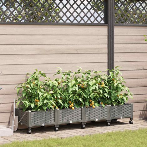 Teenpull – Garten Blumenkübel mit Bewässerung und Rädern 4 Stk. Hellgrau (1/5)