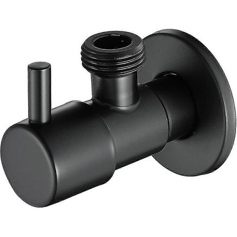Schwarzes Absperrventil aus Edelstahl 304, auslaufsicher, für Kalt- und Warmwasser, allgemeines Badezimmerzubehör (1/4)