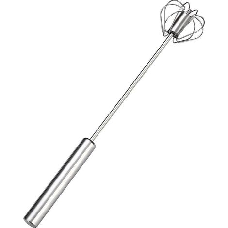 Batteur à œufs semi-automatique en acier inoxydable, outil de cuisine et de pâtisserie à pression manuelle, 25 cm (10 pouces) (1/5)