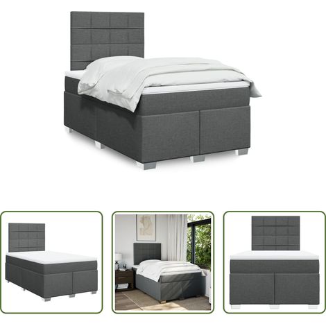 vidaXL Taschenfederkern - Boxspringbett mit Matratze Dunkelgrau 120x190 cm Stoff (1/5)