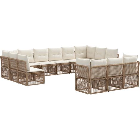 Gartensofa-set 13 pcs Beige Poly-Rattan vidaXL