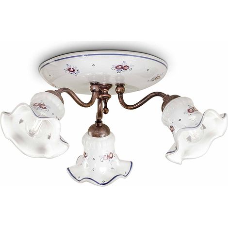 Plafoniera Classica Chieti Metallo E Ceramica Nero Sfumato Rame 3 Luci E14 (1/5)