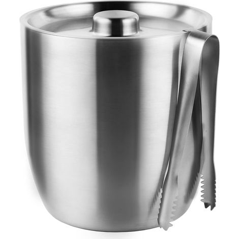 3L Seau à Glace Isolé Sous Vide Avec Couvercle et Pince, Seaux à Champagne en Acier Inoxydable Pour Bar à Cocktails, Fêtes et Extérieur (1/5)