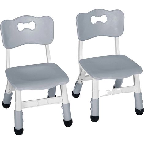 Chaise pour enfants, réglable en hauteur, design robuste et ergonomique, Gris - 2 Pack (1/2)