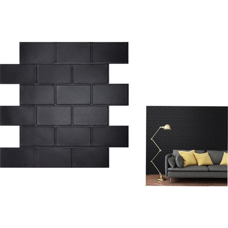 Carreaux adhésifs - 10 pièces - Stickers muraux 3D autocollants - Cuisine - Salle de bain - 30,5 × 3,5 cm (1/4)