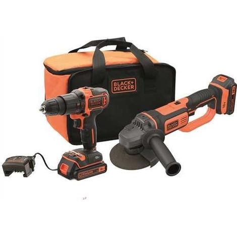 TRAPANO AVVITATORE A BATTERIA CON PERCUSSIONE + SMERIGLIATRICE IN SET 'BCK24D2S-QW' 18V - 2 ah Litio