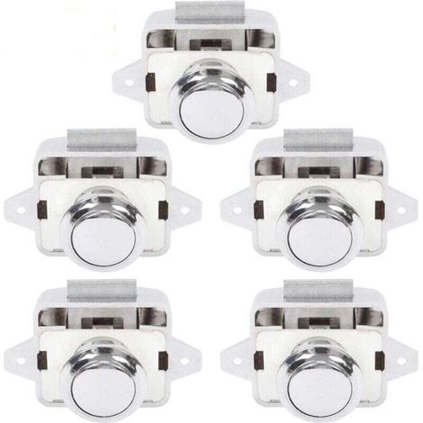 Bouton Poussoir Camping Car - Serrure Loquet Porte Fermeture Placard Bouton pour RV caravane de moteur 5 pièces Argent (1/4)