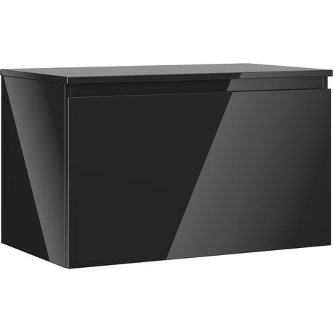 Mexen Orio Badezimmerschrank 80 cm mit Waschtischplatte, 1 Schublade, schwarz glänzend - 91A10-08047-1-BFC70