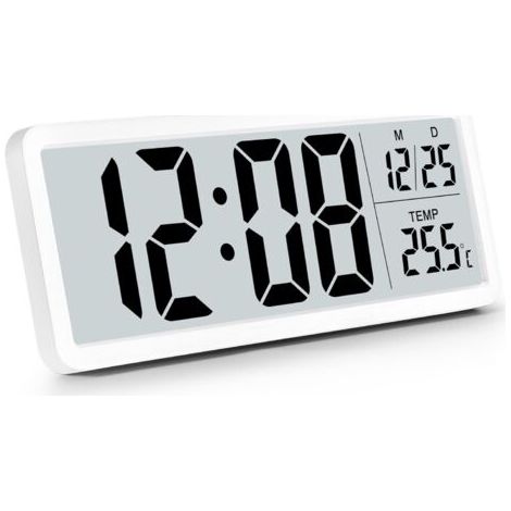 Digitale Wanduhr mit Batteriebetrieb, digitale Wanduhr mit großen Ziffern, Temperatur, 12/24 Stunden, Schreibtischuhr, digitale Wanduhr für Wohnzimmer, Schlafzimmer, Büro, Schule (1/5)