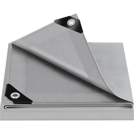 Lona protectora de 3 x 3 m, impermeable y resistente a los rayos UV, con ojales, resistente a la intemperie y al desgarro, para muebles de jardín de madera, piscina y cama elástica, gris. (1/4)