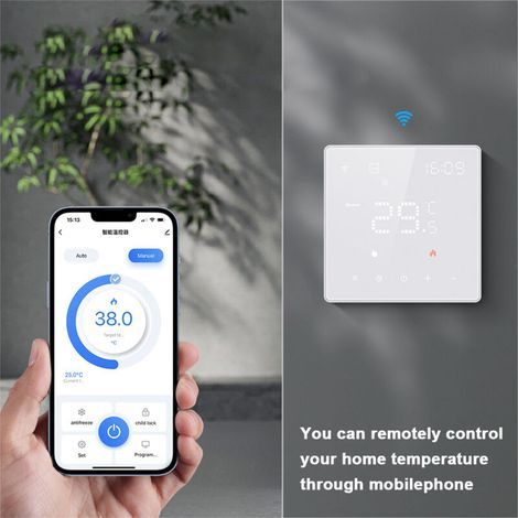 Thermostat intelligent pour chauffage avec écran tactile numérique, compatible Tuya WiFi, affichage digital précis et programmable (1/5)