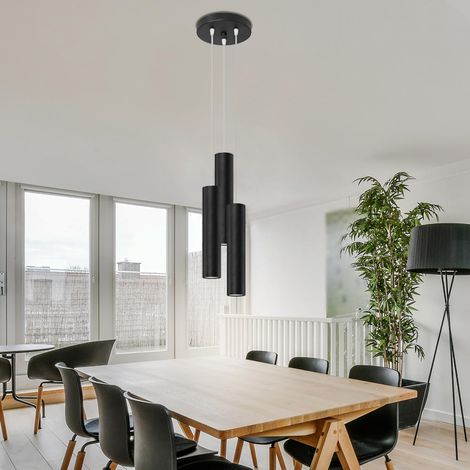 Pendelleuchte Esszimmer Hängelampe 3 flammig Pendellampe skandinavisch schwarz, Wohnzimmer, Stahl, 3x GU10 Fassungen, DxH 6x110 cm