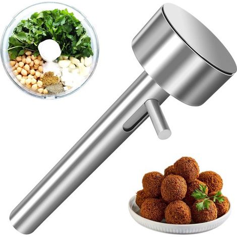 Molde profesional de acero inoxidable para falafel: apto para alimentos y antiadherente, con forma de cuchara para hacer bolas de falafel (1/4)