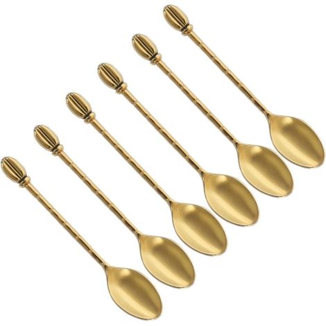 Cuillère à Moka en Métal Doré avec Motif Grain de Café pour Tasse et Pause Café - PANGIVO (1/3)