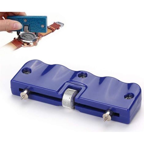 Outil de Réparation de Montre Kit Changement Pile Montre Outil de Retrait de Dos de Montre, Ouvre Boitier Montre, Portable Accessoire Presse Closer et Ouvrir la clé à vis(Bleu) (1/5)