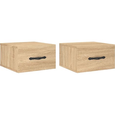 Maison Exclusive - Mesitas de noche de pared 2 uds color roble So (1/5)