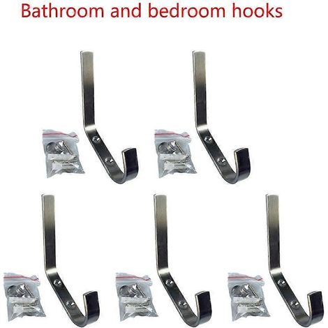 Lot de 5 crochets robustes pour suspendre solidement les serviettes de salle de bain et de chambre. (1/4)