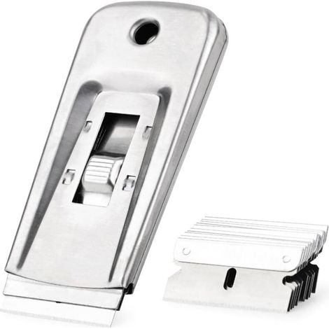 Métal Grattoirs, Verre Grattoir Vitrocéramique Plaque Grattoir avec 10 pièce Lames Métallique, pour enlever Les étiquettes, a Colle, décalcomanies Autocollants et Plus