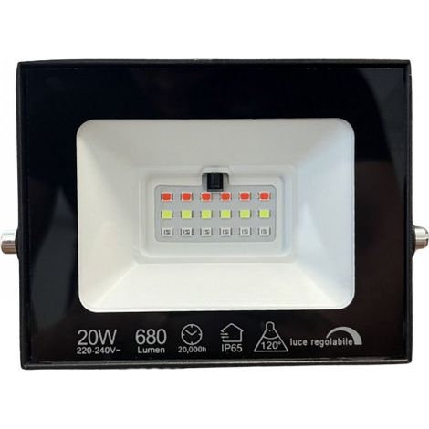 Faro Led Flood Slim RGB Con Telecomando 20W 680 Lumen RGB AC 220V 50Hz Nero IP65