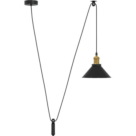 Lampe suspendue réglable hauteur E27 noir brillant Ø22 cm métal CFW137812 (1/5)