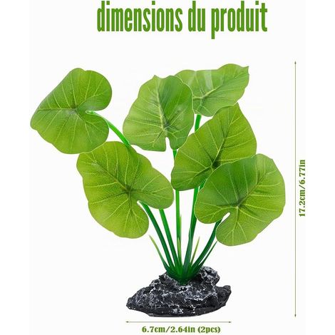 Plante artificielle décorative pour aquarium et terrarium, aspect bois, socle en résine, feuilles en plastique, cachette, structure pour aquariums et (1/2)