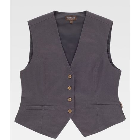 Chaleco Entallado de Mujer WORKTEAM B9040 Canvas L Gris (1/2)