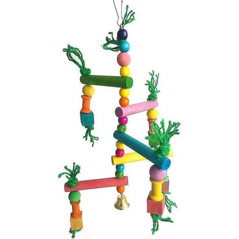 Jeu pour perroquet en bois avec structure d'escalade, échelle suspendue, balançoire, perchoir et plateforme de jeu pour animaux de compagnie, cage à oiseaux. (1/4)