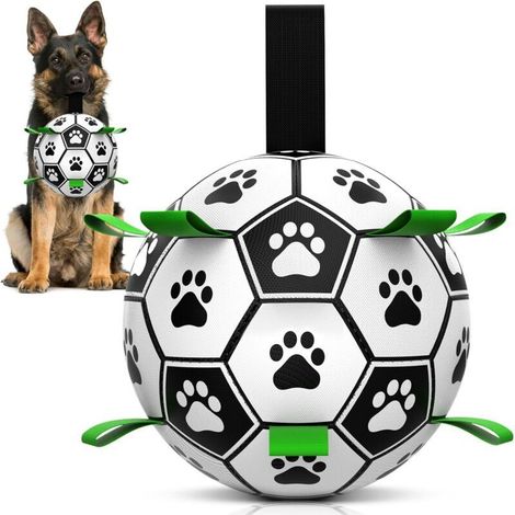 Balle interactive pour chien avec poignée, adaptée aux chiens de grande et très grande taille (15 cm), jouet d'anniversaire. (1/5)