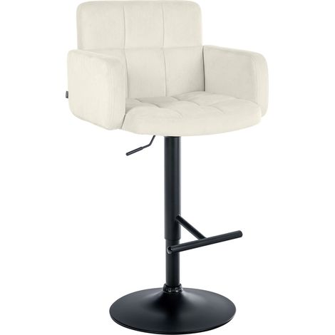 Tabouret de Bar Los Angeles en Velours Crème Noir (1/5)