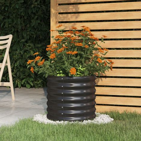 Bac à fleurs,Jardinière Acier enduit de poudre 40x40x36 cm Anthracite -68179 (1/4)