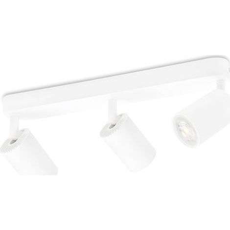 Ceiling Light with 3 Adjustable Spotlights, White Metal, GU10 Socket, Living Room, Bedroom, Kitchen (1/5)