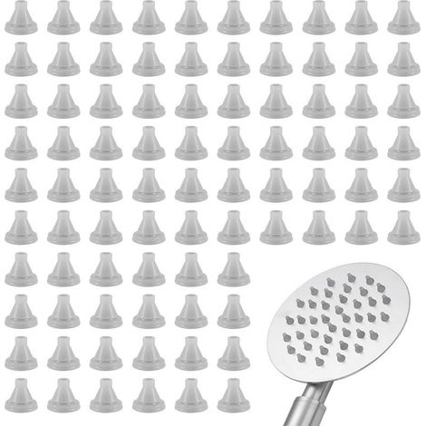 100 Pièces Buses de Douche en Silicone, Trou de Pulvérisation Remplacer les Pièces, Buses de Rechange Pommeau de Douche, Buse Bec D'Arrosage Universel, pour Diamètre du Trou de 4mm, Gris (1/5)