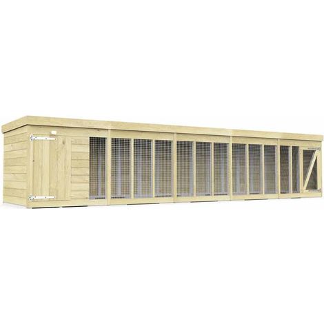 20ft x 4ft Dog Kennel and Run - Wood - L127 x W589 x H127 cm